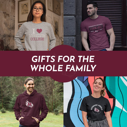 Gifts for the Whole Family. People wearing apparel from Meredith College Avenging Angels Official Team Apparel - Mobile Banner