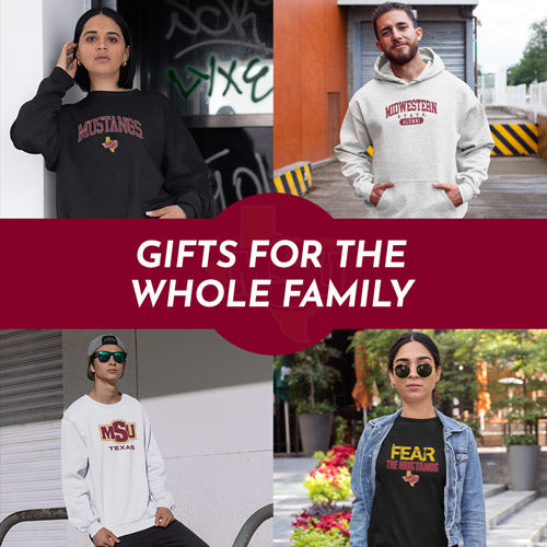 Gifts for the Whole Family. People wearing apparel from Midwestern State University Mustangs Official Team Apparel - Mobile Banner
