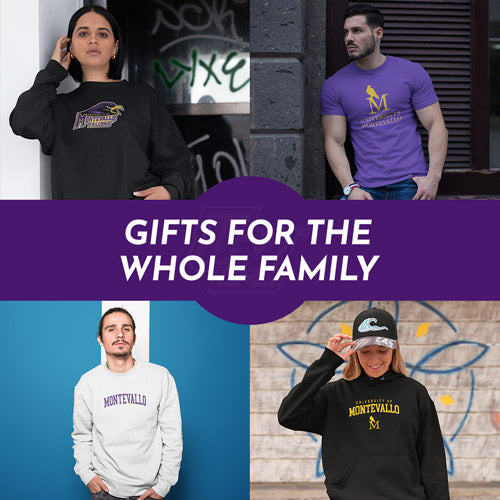 Gifts for the Whole Family. People wearing apparel from University of Montevallo Falcons Official Team Apparel - Mobile Banner