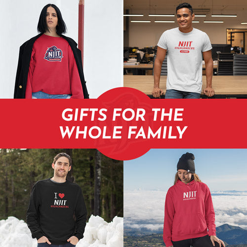 Gifts for the Whole Family. People wearing apparel from New Jersey Institute of Technology Highlanders Official Team Apparel - Mobile Banner