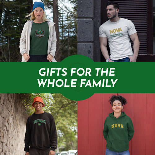 Gifts for the Whole Family. People wearing apparel from Northern Virginia Community College Nighthawks - Mobile Banner