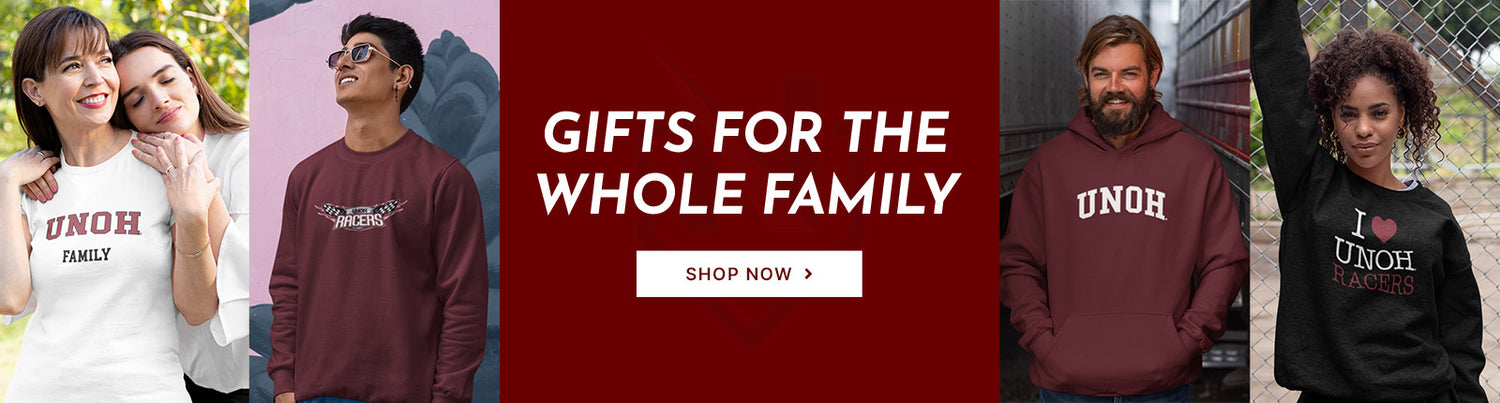 Gifts for the Whole Family. People wearing apparel from University of Northwestern Ohio Racers Official Team Apparel