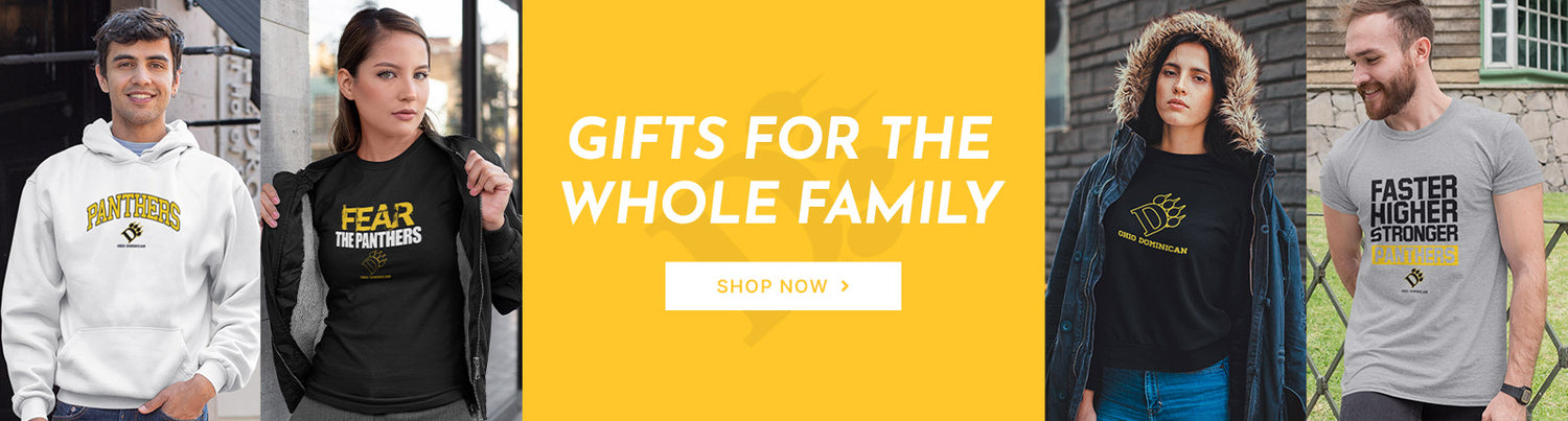 Gifts for the Whole Family. People wearing apparel from Ohio Dominican University Panthers Official Team Apparel