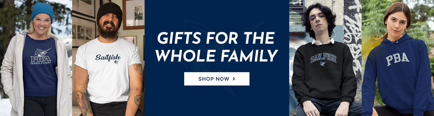 Gifts for the Whole Family. People wearing apparel from Palm Beach Atlantic University Sailfish