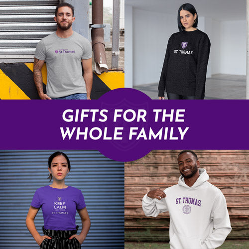 Gifts for the Whole Family. People wearing apparel from University of St. Thomas Tommies Official Team Apparel - Mobile Banner