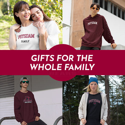 Gifts for the Whole Family. People wearing apparel from State University of New York at Potsdam Bears Official Team Apparel - Mobile Banner