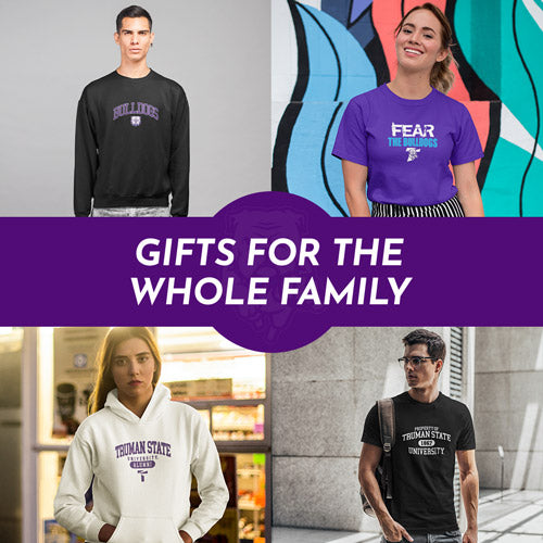 Gifts for the Whole Family. People wearing apparel from Truman State University Bulldogs Official Team Apparel - Mobile Banner