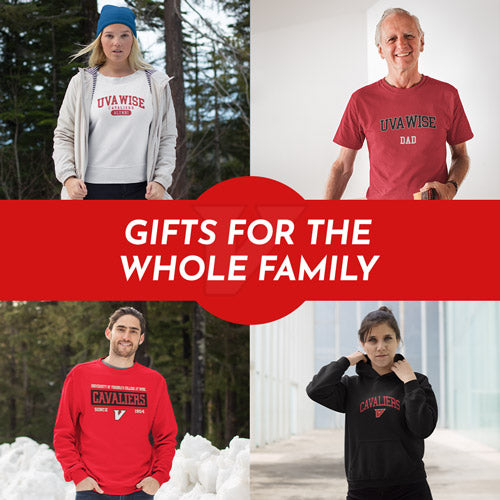 Gifts for the Whole Family. People wearing apparel from University of Virginia's College at Wise Cavaliers Official Team Apparel - Mobile Banner
