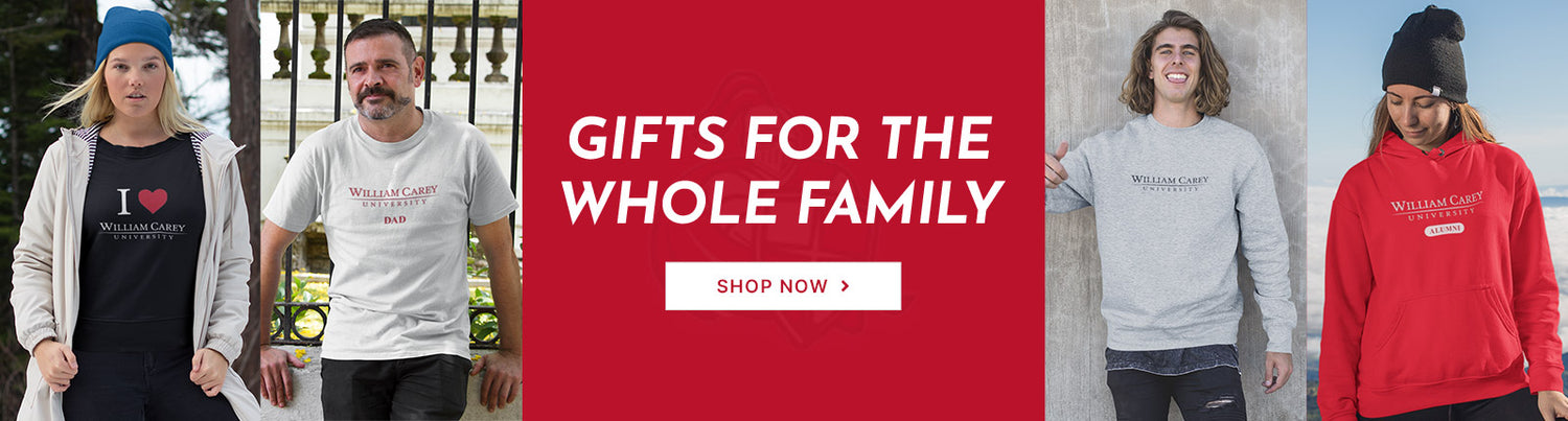 Gifts for the Whole Family. People wearing apparel from William Carey University Crusaders Official Team Apparel