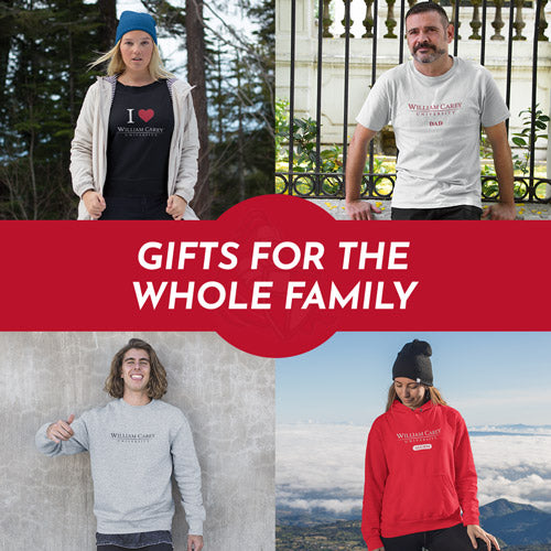 Gifts for the Whole Family. People wearing apparel from William Carey University Crusaders Official Team Apparel - Mobile Banner
