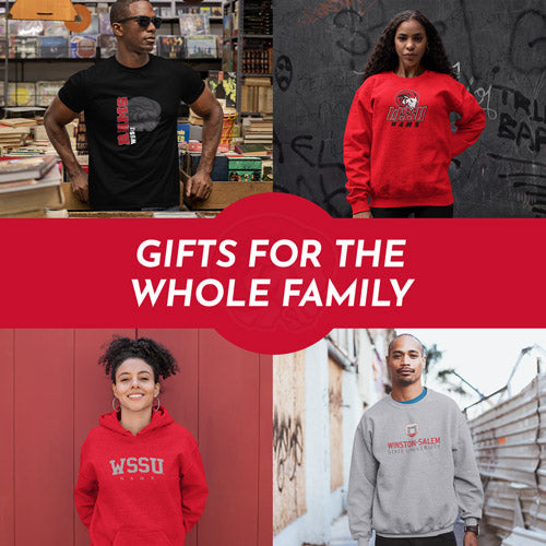 Gifts for the Whole Family. People wearing apparel from Winston-Salem State University Rams Official Team Apparel - Mobile Banner