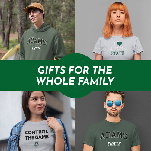 Gifts for the Whole Family. People wearing apparel from Adams State University Grizzlies Official Team Apparel - Mobile Banner