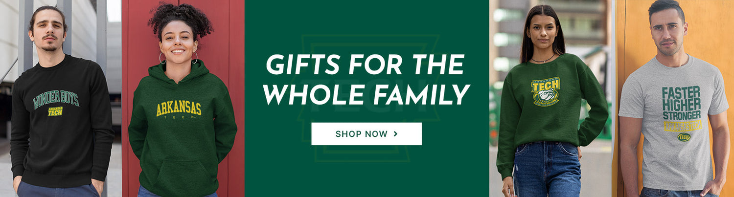 Gifts for the Whole Family. People wearing apparel from Arkansas Tech University Wonder Boys