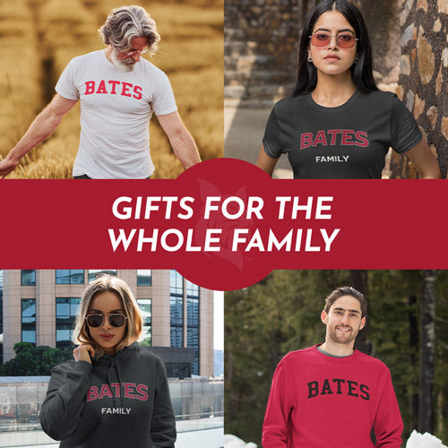 Gifts for the Whole Family. People wearing apparel from Bates College Bobcats Official Team Apparel - Mobile Banner
