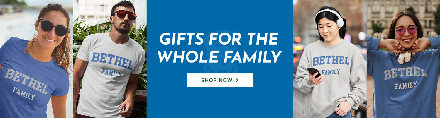 Gifts for the Whole Family. People wearing apparel from Bethel University Pilots Official Team Apparel
