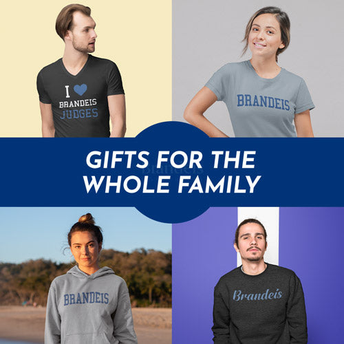 Gifts for the Whole Family. People wearing apparel from Brandeis University Judges Official Team Apparel - Mobile Banner