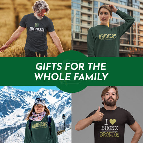 Gifts for the Whole Family. People wearing apparel from Bronx Community College Broncos Official Team Apparel - Mobile Banner