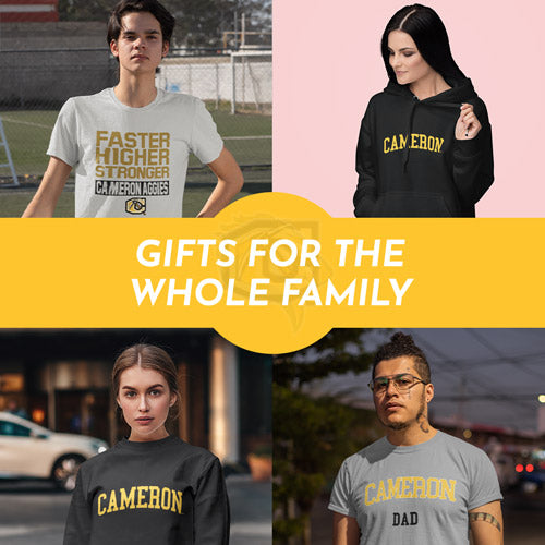 Gifts for the Whole Family. People wearing apparel from Cameron University Aggies - Mobile Banner