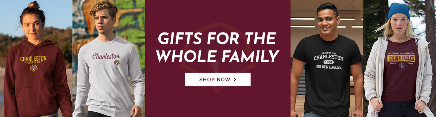 Gifts for the Whole Family. People wearing apparel from University of Charleston Golden Eagles Official Team Apparel
