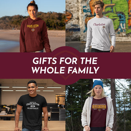 Gifts for the Whole Family. People wearing apparel from University of Charleston Golden Eagles Official Team Apparel - Mobile Banner