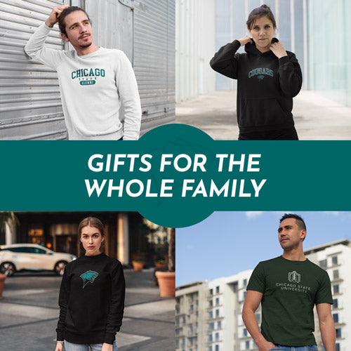 Gifts for the Whole Family. People wearing apparel from Chicago State University Cougars - Mobile Banner