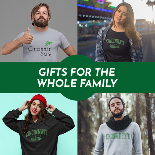 Gifts for the Whole Family. People wearing apparel from Cincinnati State Technical and Community College Official Team Apparel - Mobile Banner