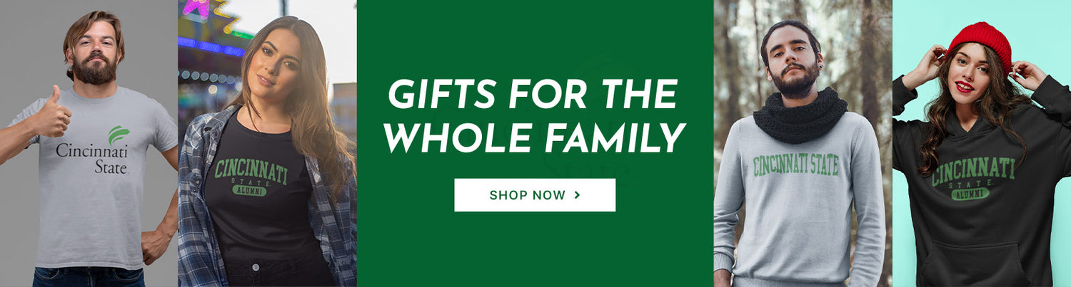 Gifts for the Whole Family. People wearing apparel from Cincinnati State Technical and Community College Official Team Apparel