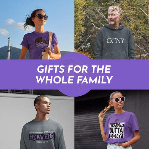 Gifts for the Whole Family. People wearing apparel from City College of New York Beavers Official Team Apparel - Mobile Banner