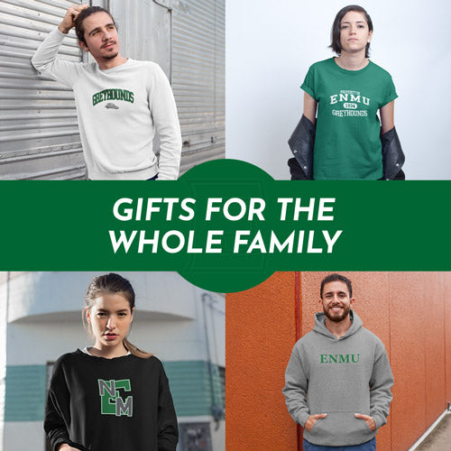 Gifts for the Whole Family. People wearing apparel from Eastern New Mexico University Greyhounds Official Team Apparel - Mobile Banner