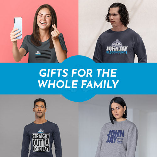 Gifts for the Whole Family. People wearing apparel from John Jay College of Criminal Justice Bloodhounds Official Team Apparel - Mobile Banner