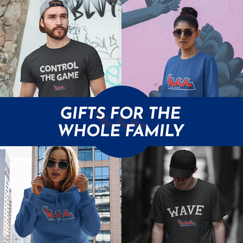Gifts for the Whole Family. People wearing apparel from Kingsborough Community College The Wave Official Team Apparel - Mobile Banner