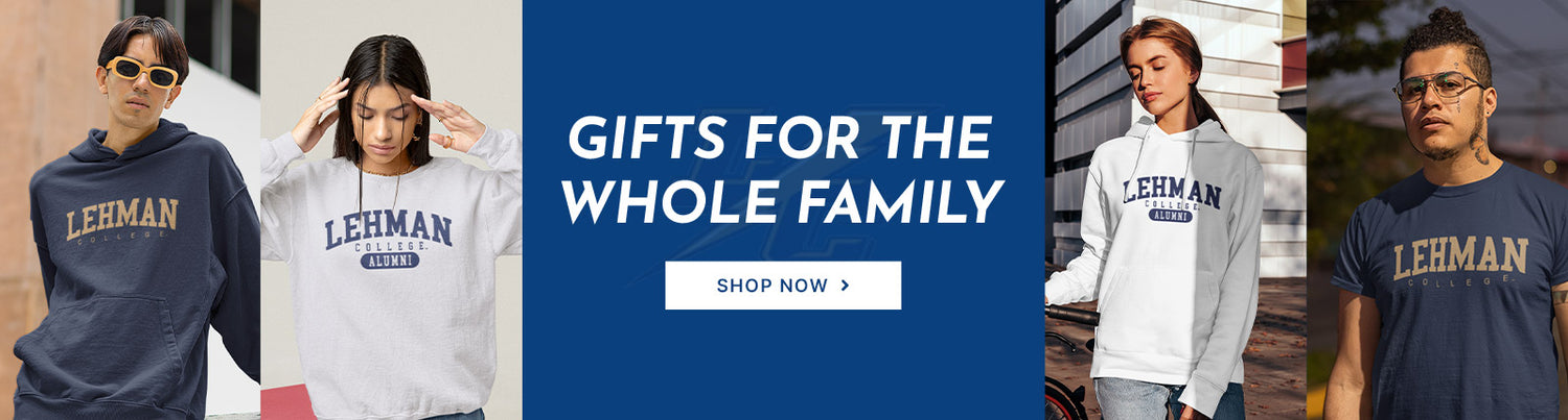 Gifts for the Whole Family. People wearing apparel from Lehman College Lightning Official Team Apparel