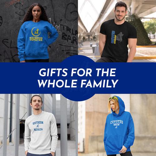 Gifts for the Whole Family. People wearing apparel from College of Southern Nevada Coyotes Official Team Apparel - Mobile Banner