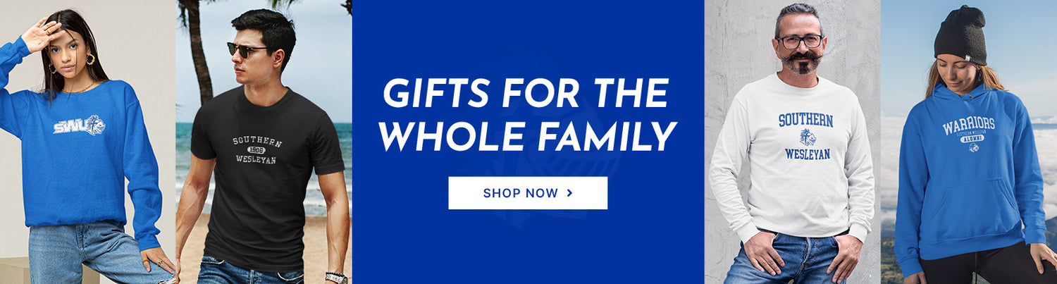 Gifts for the Whole Family. People wearing apparel from Southern Wesleyan University Warriors Official Team Apparel