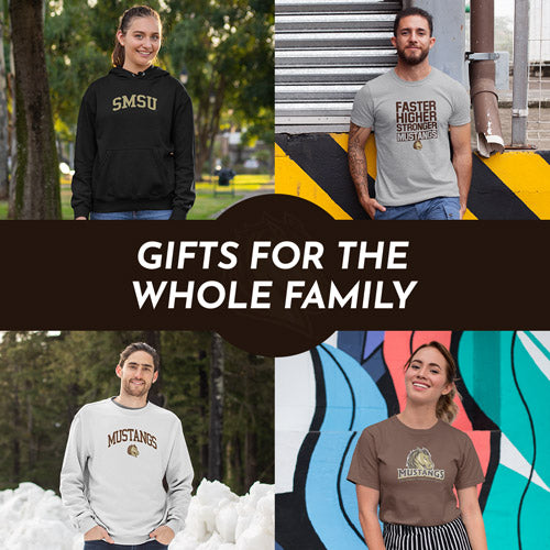 Gifts for the Whole Family. People wearing apparel from Southwest Minnesota State University Mustangs Official Team Apparel - Mobile Banner