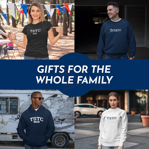 Gifts for the Whole Family. People wearing apparel from Texas State Technical College Official Team Apparel - Mobile Banner