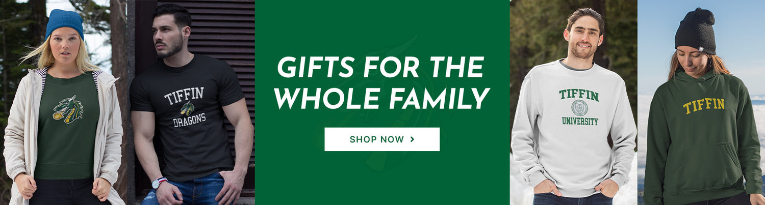 Gifts for the Whole Family. People wearing apparel from Tiffin University Dragons Official Team Apparel