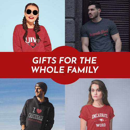 Gifts for the Whole Family. People wearing apparel from University of the Incarnate Word Cardinals Official Team Apparel - Mobile Banner