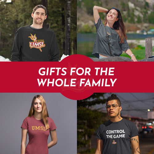 Gifts for the Whole Family. People wearing apparel from University of Missouri-Saint Louis Tritons - Mobile Banner