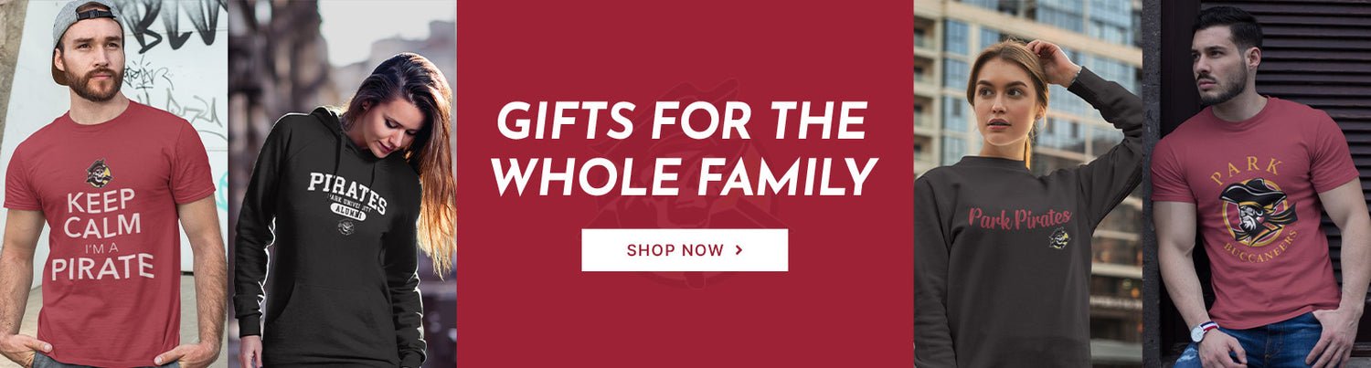 Gifts for the Whole Family. People wearing apparel from Park University Pirates Official Team Apparel