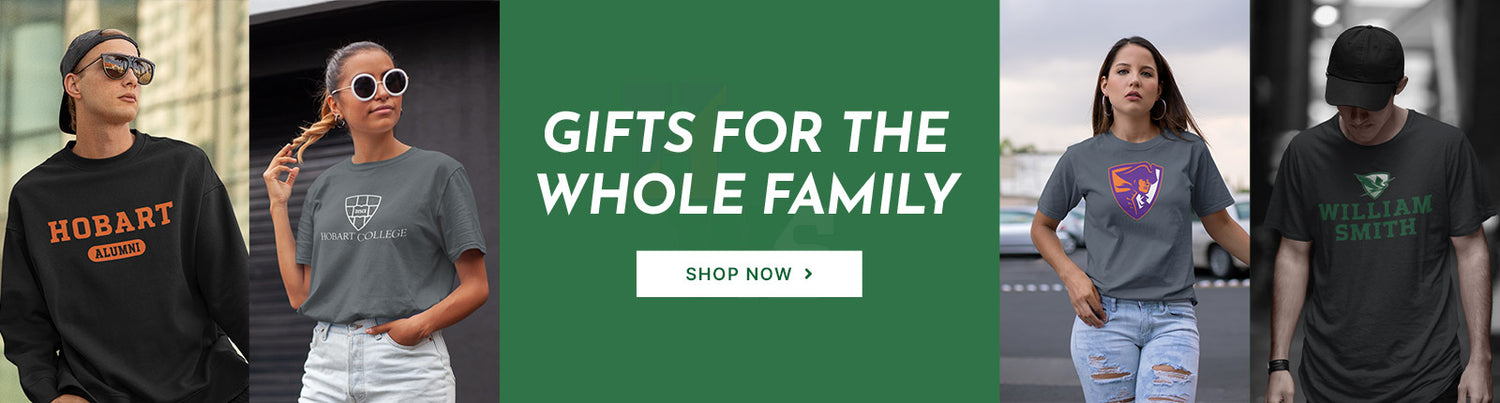 Gifts for the Whole Family. People wearing apparel from Hobart & William Smith Colleges Statesmen Official Team Apparel