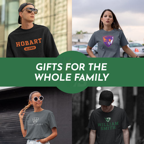 Gifts for the Whole Family. People wearing apparel from Hobart & William Smith Colleges Statesmen Official Team Apparel - Mobile Banner