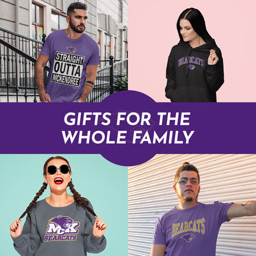 Gifts for the Whole Family. People wearing apparel from McKendree University Bearcats Official Team Apparel - Mobile Banner