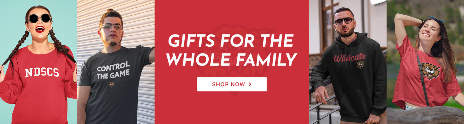 Gifts for the Whole Family. People wearing apparel from NDSCS North Dakota State College of Science Wildcats Official Team Apparel