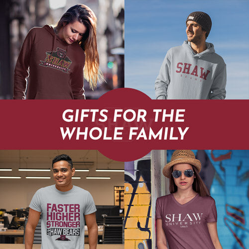 Gifts for the Whole Family. People wearing apparel from Shaw University Bears Official Team Apparel - Mobile Banner