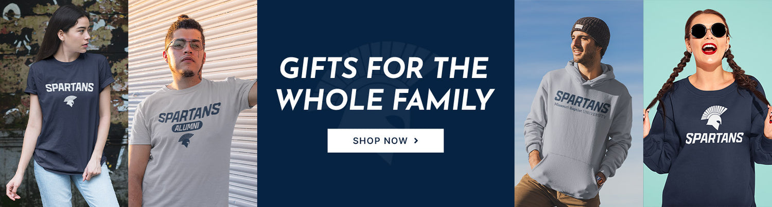 Gifts for the Whole Family. People wearing apparel from Missouri Baptist University Spartans Official Team Apparel