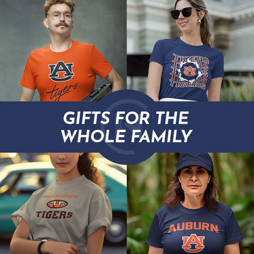 Gifts for the Whole Family. People wearing apparel from Auburn University Tigers - Mobile Banner