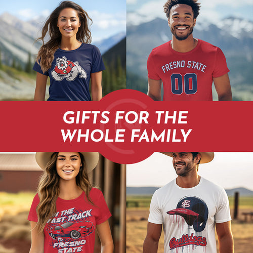 Gifts for the Whole Family. People wearing apparel from Fresno State University Bulldogs Apparel – Official Team Gear - Mobile Banner