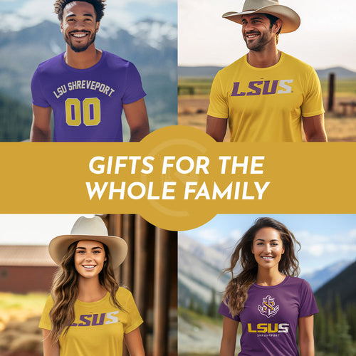 Gifts for the Whole Family. People wearing apparel from Louisiana State University Shreveport - Mobile Banner