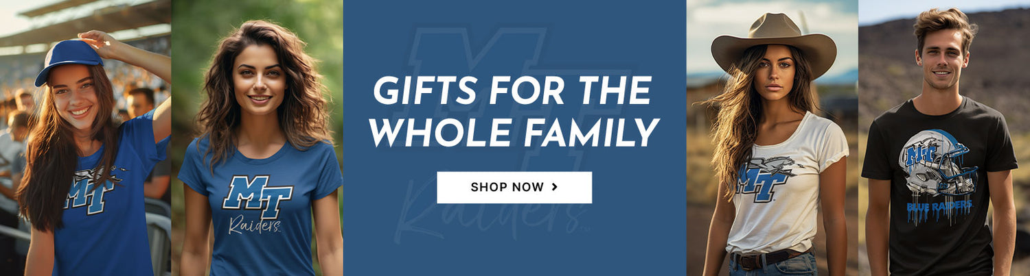 Gifts for the Whole Family. People wearing apparel from MTSU Middle Tennessee State University Blue Raiders Apparel – Official Team Gear